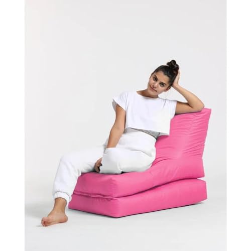 TRP Outdoor Bean Bag Chair with Comfortable & Supportive Seating 15.7''H X 21.7''W X 15.7''D | Solid Fuschia Hot Color Waterproof Zipper Closure Durable All Seasons Soft Plush Cozy Fluffy