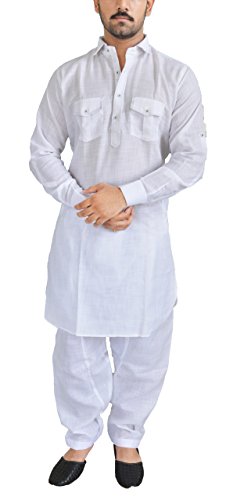 Camisa de algodón y lino para hombre inTrend Pathani Kurta Salwar 38 para verano