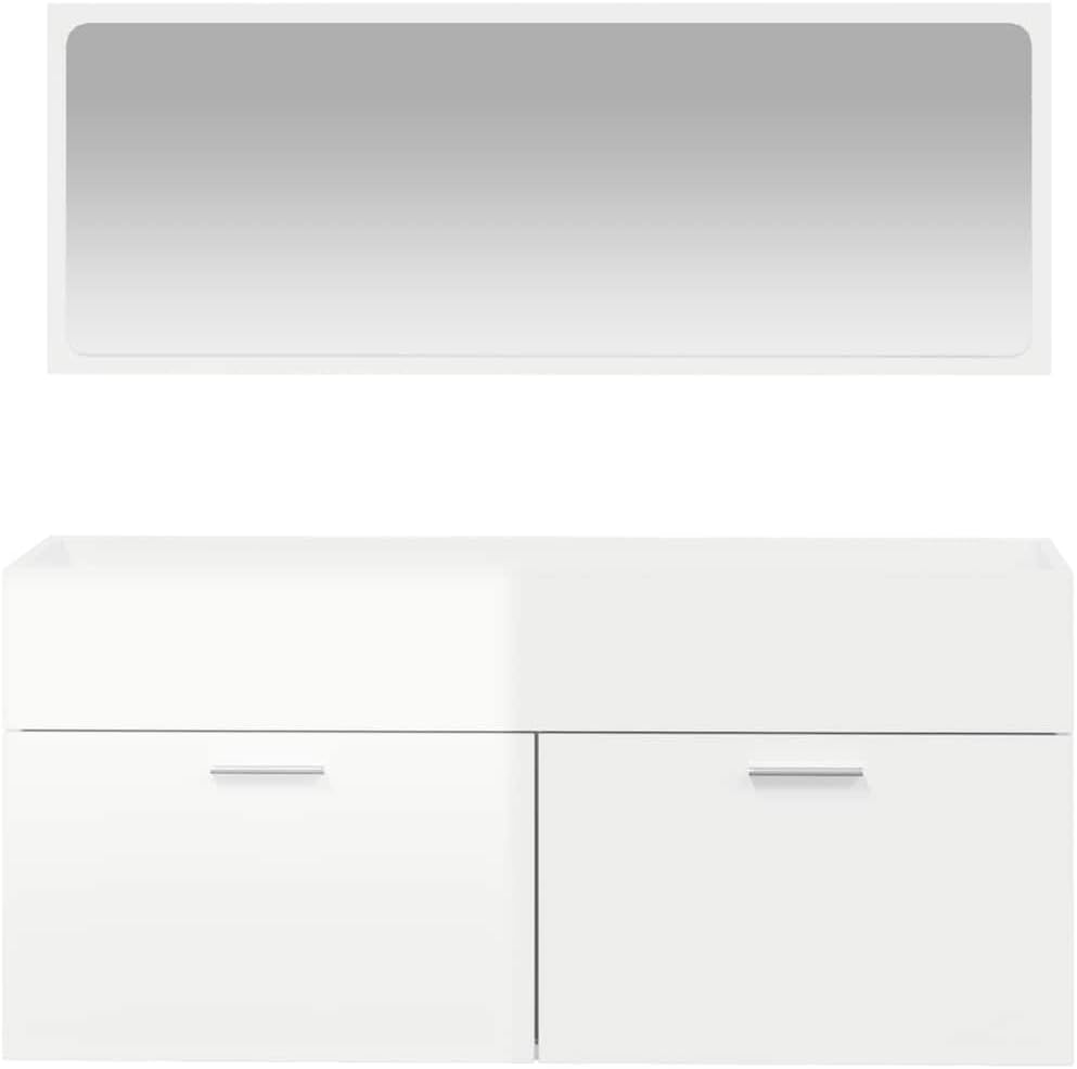 Homogen Bathroom Cabinet with Mirror High Gloss White Engineered Wood Wall-Mounted Vanity Storage Set for Bath Sink Combo with Spacious Compartments Modern Mueble Baño Design