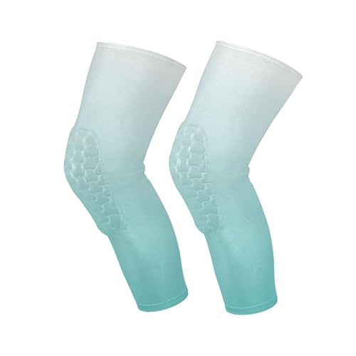 Gradient Mint Green Sports Knee Pads Youth Volleyball Basketball Long Leg Sleeves Braces Compression Wrestling Youth/Kids & Adult Sizes