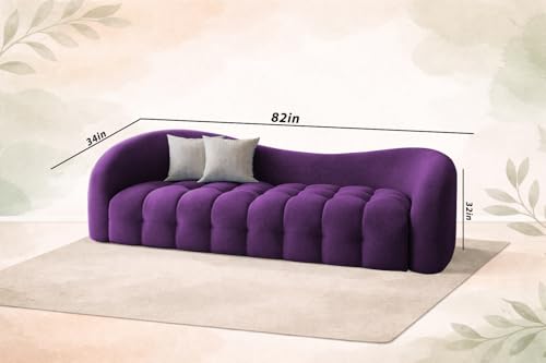 Image of Casaliving Ariana Modern Premium Boucle Fabric Sofa, Upholstered 3 Seater Sofa Set for Living Room, (Purple Colour) Premium Boucle Fabric Sofa