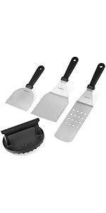 Onlyfire 3 Brûleurs Plancha Barbecues à Gaz avec Table D'appoint & Chariot, Camping Barbecue Gaz