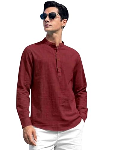 Image of ROYALSCOUT Combo of Men's Solid Cotton Blend Full Sleeve Straight Kurta Shirt (Pack of 2)
