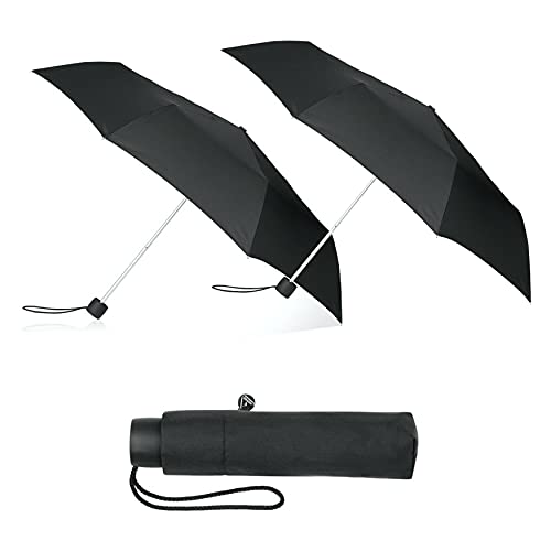 SRV Hub® Lot de 3 mini parapluies pliants, noirs, compacts, portables, fins, solides et légers Cover