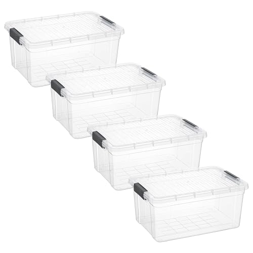 Image of Superio Storage Bins with Lids- 4 Pack, 21 Qt Clear Boxes for Organizing, Stackable Plastic Containers- BPA Free, Non-Toxic, Odor Free, Organizer for Home, Office, Dorm