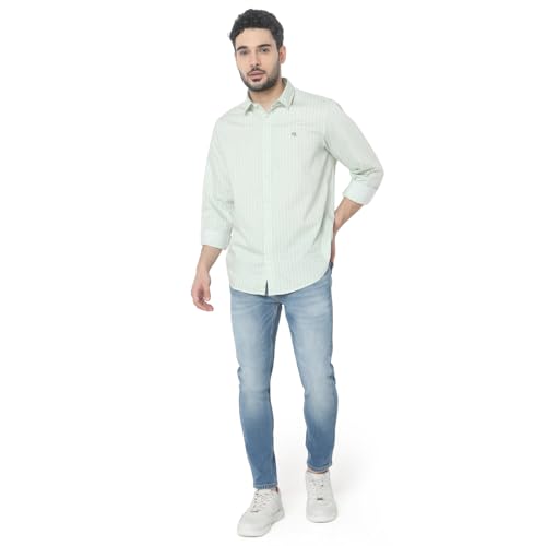 Image of Spykar Men's Relaxed Fit N /A Half Sleeve Striped Casual Shirts