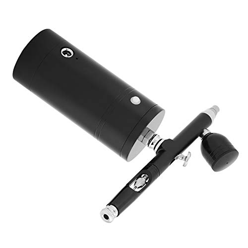 Evgatsauto Aluminum Barber Compressor, 0.3Mm Black Mini Air Compressor Spray Gun Airbrush Set 7Cc Capacity Set #TOP2