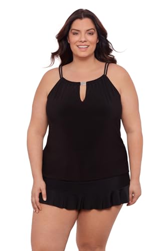 Aqua Green Women's Standard Keyhole High Neck Tankini Top