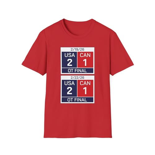 USA 2026 Hockey Olympics T-Shirt with Scoreboards American Mens and Womens Hockey Winter Games Apparel (Red Small)