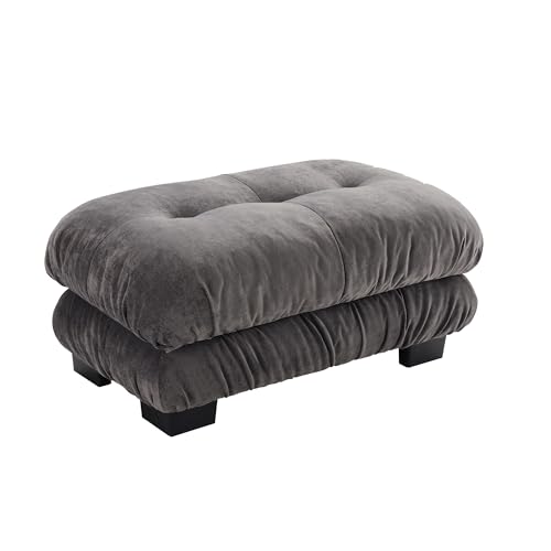 Image of SoarFlash Velvet Sectional Sofa Ottoman, Grey