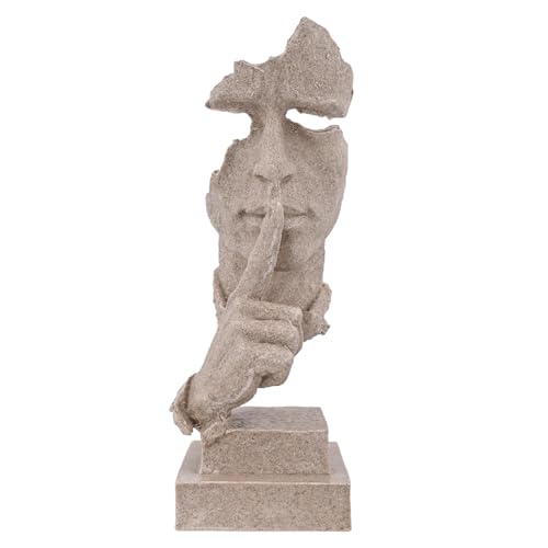 emphaseason Modern Resin Thinker Statue, Silence is Gold Abstract Art