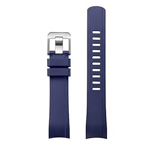 Crafter Blue RX01 Curved End Watch Band Rubber Strap Replacement for ROLEX SUBMARINER CERAMIC, GMT MASTER I & II, EXPLORER II, SEA-DWELLER, EXPLORER 39MM
