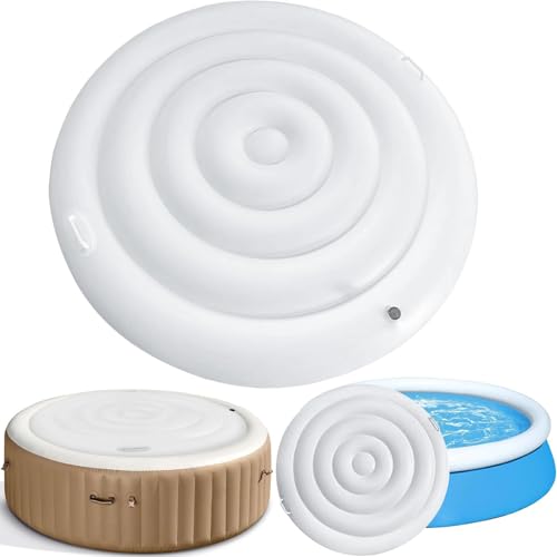 140cm Aufblasbare Abdeckung Whirlpool Aufblasbare Poolabdeckung Mit 2 Handhaben Verdicken Thermoabdeckung Aufblasbarer Whirlpool FüR Den AußEnbereich Whirlpool ZubehöR (Style 1)