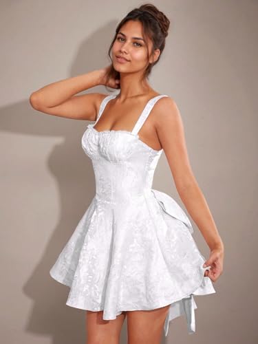 LTW Spaghetti Straps Satin Homecoming Dresses Jacquard Mini Birthday Dresses for Women Short Prom Dress4