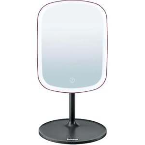 Beurer BS47BF2025 Kosmetikspiegel mit verstellbarem LED-Licht, 1x/5-fache Vergrößerung, drehbar und stabiler Basis für Make-up und Gesichtspflege