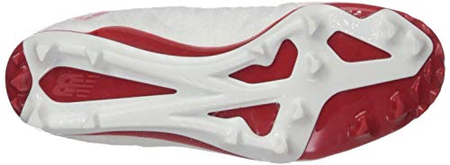 New Balance Burn X2 Tênis masculino de lacrosse de corte baixo, Branco/Vermelho, 4.5