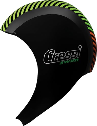 Cressi Swim Hood 2mm - Unisex Adult Schutzkappe zum Schwimmen/Schnorcheln/Tauchen, Schwarz/Orange/Lime
