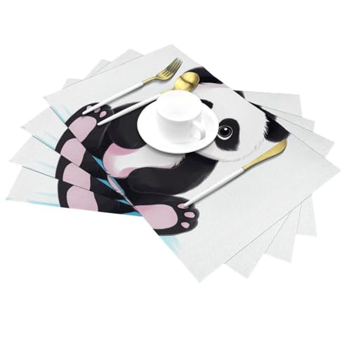 Sets de table lavables panda pour repas de famille sans taches et décoration de cuisine joyeuse - 4