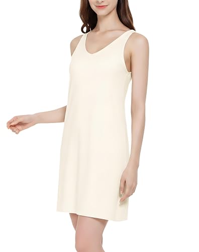 Image of MANCYFIT Womens Full Slip Tank Top Dress Slip Sleeveless Under Dress Wide Straps