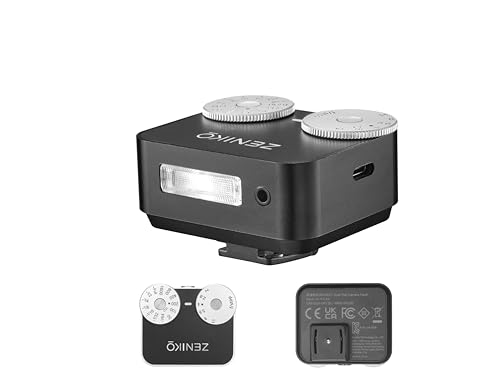 ZENIKO ZA12 Camera Flash Light, Dual-Dial and Lightweight Portability Single-Contact Hot-Shoe Lithium Battery Type-C Charging Flashes (ZA12-Black)