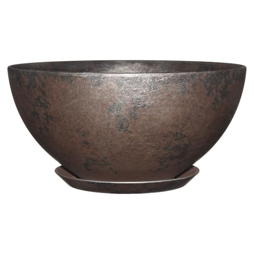 GROWSCAPE Rosie Planter Bowl with Drainage and Saucer 10 Northern Lights