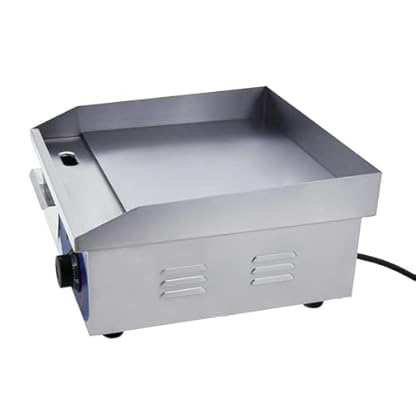 TAIMIKO Elektrischer Grill, Edelstahl, Tischgrill, professionell, 220 – 240 V, 1500 W, Grillplatte aus Eisen, glatte Oberfläche, Spritzschutz (35,5 x 30 cm) – Bild 6