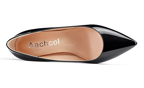 Image of Aachcol Women Pumps Pointed Toe Slip on Mid Heel Dress Office Chunky Block Heels Shoes 3 Inches