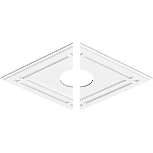 Image of Ekena Millwork CMP28X18DD2-05000 Diamond Architectural Grade PVC Contemporary, Two Piece Urethane Ceiling Medallions 28 inchW x 18 5 /8 inchH x 5 inchID x 9 3 /4 inchC x 1 inchP