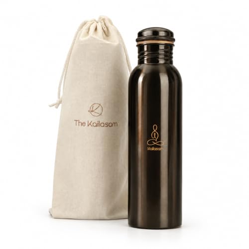 Image of Zen Copper Water Bottle 950ml | 100% Pure Copper Tamba Jal, Ayurvedic for Yoga & Wellness, Detox, Immunity & Hydration, With Cotton Pouch