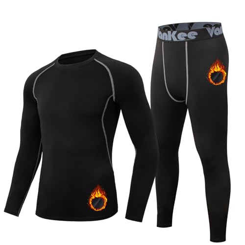 VanKee Ropa Interior Térmica Hombre Termico Pantalones Secado Rápido Elasticidad Deportes Ropa Interior Funcional Termicos Invierno Conjuntos Térmico para Hombre para Running Esquí Ciclismo Viajar