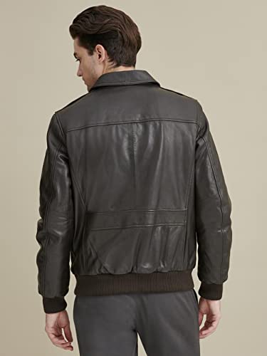 Image of Genuine Leather Jacket for Men | Vikram Bomber Jacket in Black & Brown