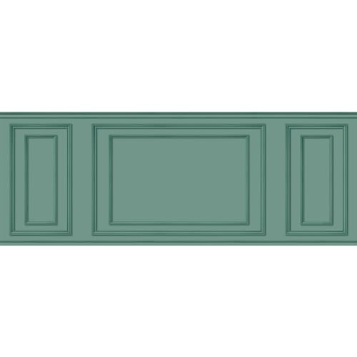 Papier peint panoramique pour cacher mur abîmé effet boiseries vert 75x200