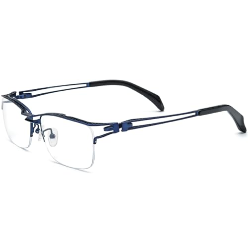 Image of FONEX Pure Titanium Glasses Frame Men Semi Rimless Square Eyeglasses Eyewear DTX416