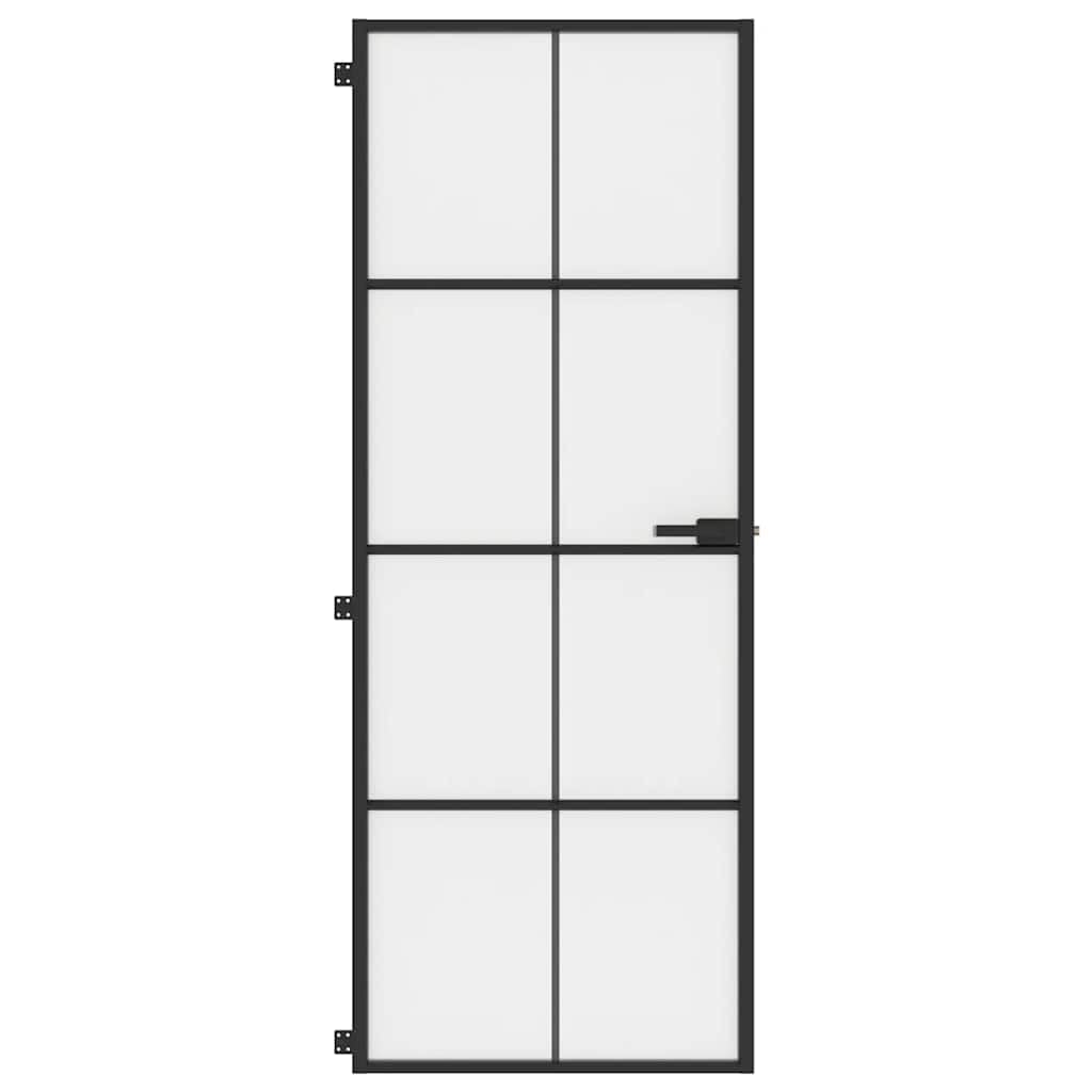 vidaXL Porta Interni Sottile Nera 76x201,5cm Vetro Temperato Alluminio