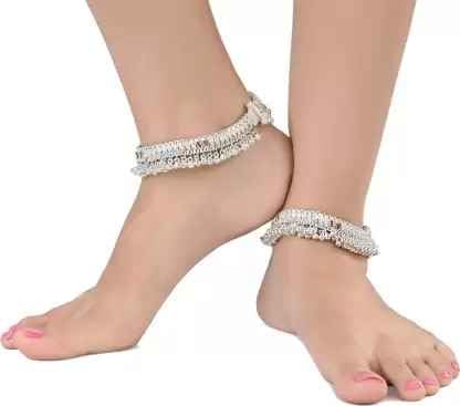 womensky GENTEM Silver-Plated Ethnic Anklets for Women-picture-30