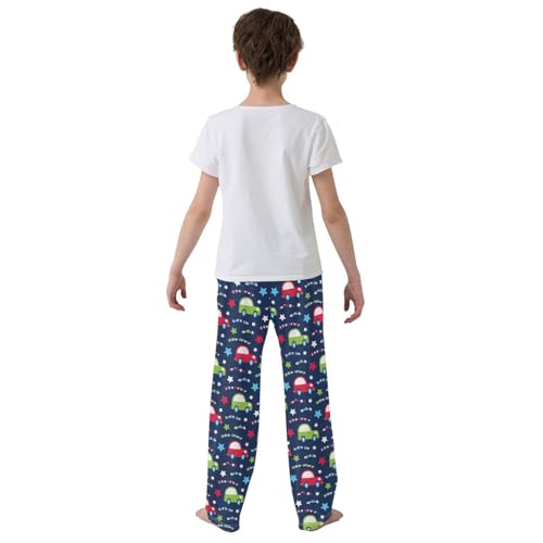 ZZXXB Cartoon Car Print Boys Long Pants Soft Trousers Elastic Waist Kids Lounge Bottoms with Pockets S-XL3
