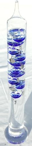 Large 44cm Tall Free Standing Galileo Thermometer with Blue Coloured Baubles