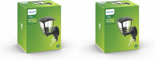 Nero, Wall Lantern with Motion Sensor (Confezione da 2), Lanterna Up con Sensore di Movimento