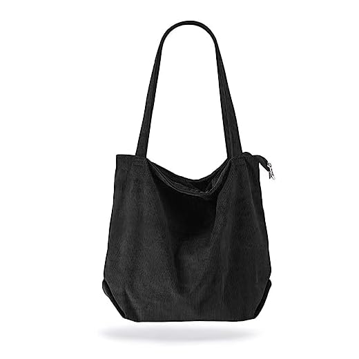 YXQSED Bolso de Hombro para Mujer - Bolso de Pana Mujer Bolso con asa para Mujer para Viajes Diarios, de Oficina, Escolares y de Compras Negro