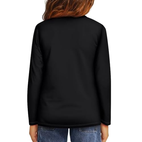 Image of Girls Long Sleeve Shirt with Cute Graphic Casual Pullover Tops 3-16Y