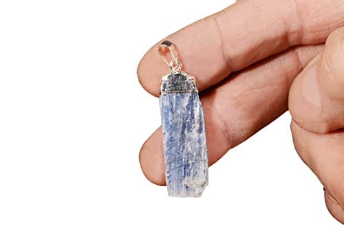 Rock Your Chakra Blue Kyanite Pendant 1 1/4' Necklace Jewelry Craft Rock Mineral Specimen Throat Chakra Healing Crystal Reiki