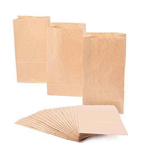 100 Bolsas de Papel Regalo Kraft Marrón, 24x13x8cm - Comida Sándwiches, Pan Meriendas, Bolsas Bocadillo - Ecológicas y 100% Reciclable.