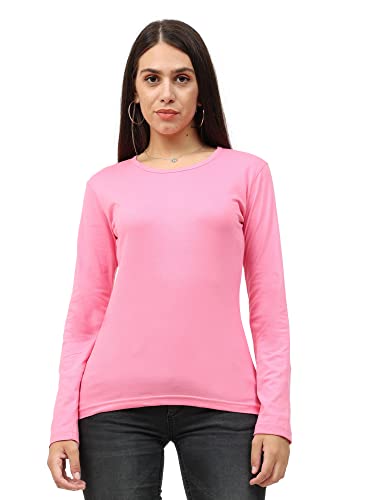 Image of FLEXIMAA Women's Cotton Plain Round Neck Full Sleeve T-Shirt