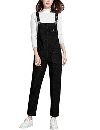 Yeokou Women's Casual Denim Cropped Harem Overalls Pant Jeans Jumpsuits (X-Small, Black)