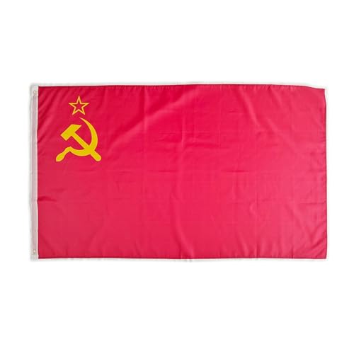 Bandiera URSS - 150x90 cm - Bandiera Rossa Comunista Sovietica Russia 100% Poliestere con Occhielli in Metallo Integrati