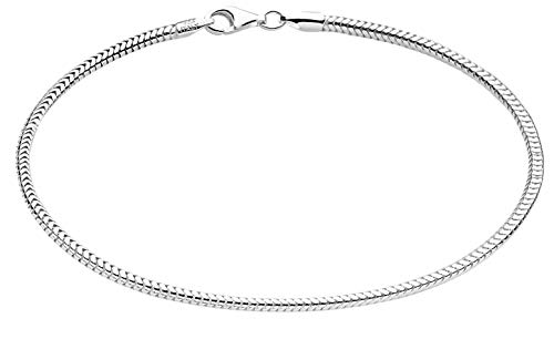 Savlano 925 Sterling Silver Solid Italian Round Diamond Cut Snake Chain Bracelet/Anklet For Women & Men - Made in Italy Comes Gift Box