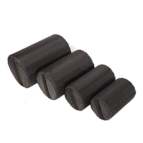 Ezek Ultra-Light Compression 210D Polyester Oxford Durable Stuff Sacks Water-Resistant Drawstring Ditty Storage Sack, Sleeping Bag Clothes For Camping Travelling Hiking, Black, 1 Set Of 4 Pieces #TOP2