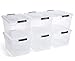 Rubbermaid Cleverstore Clear 30 Qt/7.5 Gal, Pack of 6 Stackable Plastic Storage Containers with Durable Latching Clear Lids, Visible Storage, Great for Closet, Laundry, and Kitchen