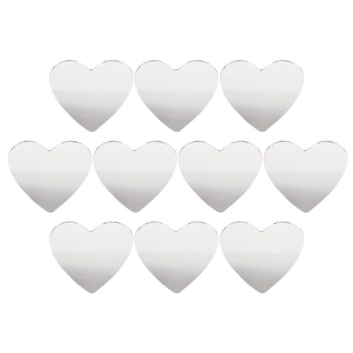 NOLITOY 10pcs Heart-Shaped Glass Mirror Sheets for Makeup Craft Projects Cosmetic Mirror Lens for Beauty Routine and Home Decor
