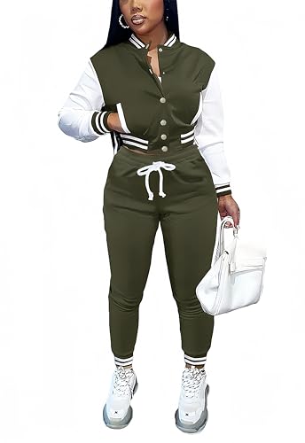 Hostoyo 2 Piece Outfits for Women Tracksuit Set Letterman Varsity